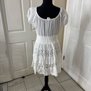 White Lace Smocked Dress